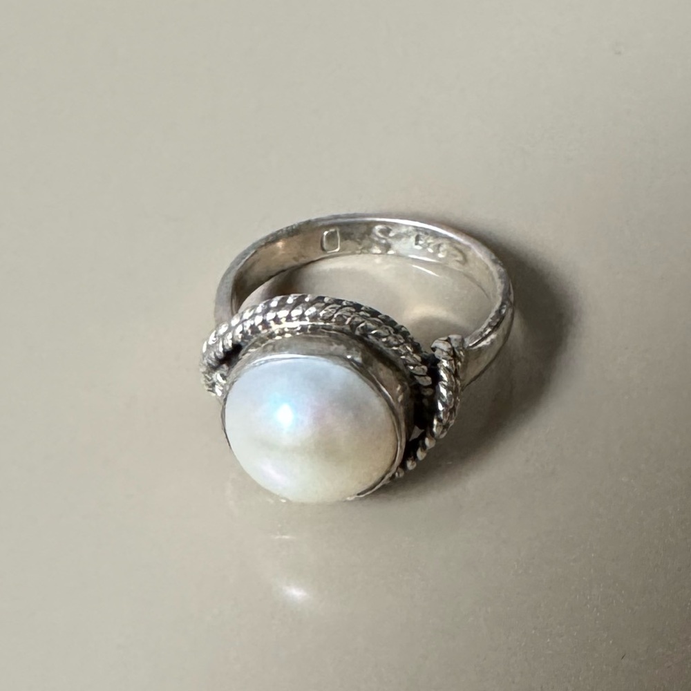 Freshwater pearl and 925 sterling statement ring
